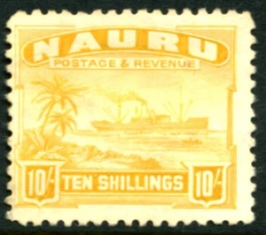 NAURU - 1924 10/- YELLOW (Rough) SG 39A MNG Cv £190 [D1042] - Bild 1 von 2