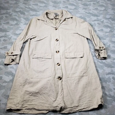 Gabardina ligera con botones de mezcla de cáñamo tostado 6 de ASOS para mujer Foto 1 de 4