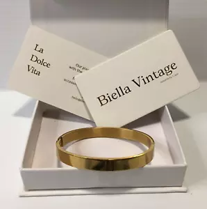 Biella Vintage Gold Plated Bangle with Lock Clasp La Dolce Vita in Box 68 x 58mm - Picture 1 of 20
