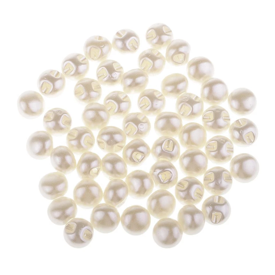 50 Pcs White Plastic Pearl Sewing Buttons For Garment DIY - Image 1 of 1