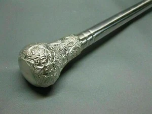 handmade Noble luxury stainless steel walking hiking stick silver 92cm caNE gift - Picture 1 of 7