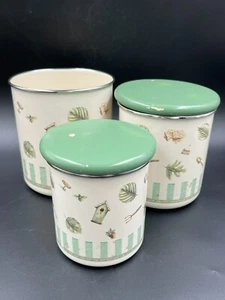 3 pc Pfaltzgraff Naturewood metal enamel canister set - Picture 1 of 10