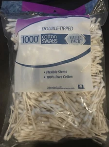 NEW Double-Tipped Cotton Swabs 100% Pure Cotton Flexible Stems 1000 ct Value Pak - Picture 1 of 5
