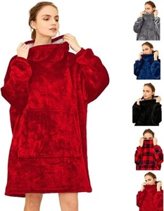 Super Soft Fleece HOodie Unisex Winter Hoodie Blanket Warm Hooded Sweatshirt - Picture 1 of 20