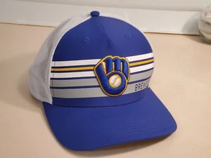 MLB Milwaukee Brewers Ball Cap Hat, Blue. Cooperstown Classic snapback. Used, ex - Picture 1 of 10