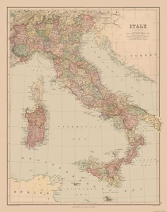 Historic Map - Italy - Black 1867 - 23 x 29.24 - Vintage Wall Art - Picture 1 of 20