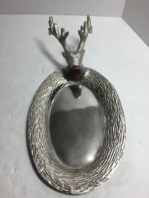 Placa/bandeja de pared de ciervo metal moldeado madera grano 13 pulgadas de alto a399 Foto 1 de 4