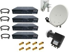 4-Teilnehmer Sat-Anlage 80cm Satspiegel 4x HDTV Sat-Receiver Quad LNB F-Stecker