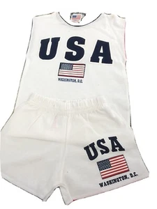 S Youth(6-8) ๐บ๐ธ Patriotic USA MADE_Heavy weight ๐ฏ% Cotton T-Shirt Short- Set - Picture 1 of 4