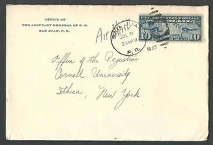 DATED 1935 COVER SAN JUAN P.R. FROM ADJUTANT GENERAL OF P.R. NEAT & CLEAN - Picture 1 of 1