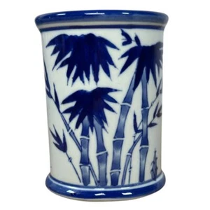 AAA Imports Pencil Cup Bamboo Design Blue and White Chinese - Picture 1 of 5