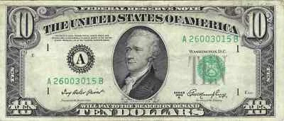 $10 1950-A.  Small Size Federal Reserve Note 2011-A Shifted 3rd Printing - Image 1 of 2