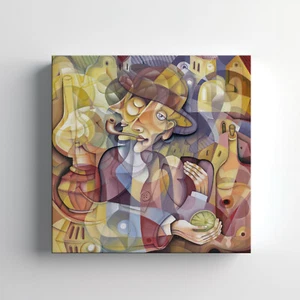 Stampa tela uomo stile cubismo arte da parete, elegante arredamento casa appendiabiti da parete - Foto 1 di 12