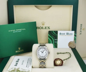 ROLEX REHAUT 29mm 18kt White Gold Masterpiece White Diamond 80299 SANT BLANC - Picture 1 of 9