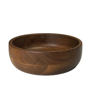 Solid Black Walnut Salad Bowl USA Kustom Kraft Beautiful Half Moon Inlay 6.5" - Picture 1 of 12