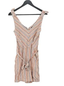 Next Women's Playsuit UK 10 Tan Striped Linen with Viscose Playsuit - Picture 1 of 5