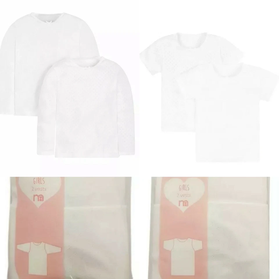 Mothercare Mädchen Unterhemden weiß Multipack lang kurzarm Baby Unterwäsche uni