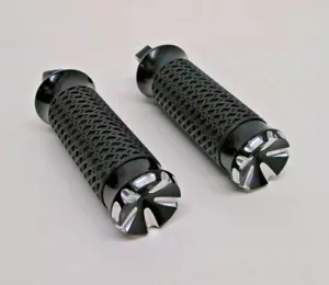 PERFORMANCE MACHINE XTREME BLACK REAR FOOT PEG SET USA-MADE HARLEY - Picture 1 of 7