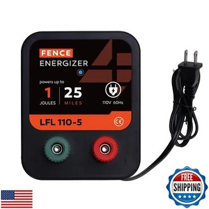 Electric Fence Charger, 25 Mile 80 Acres Electric Fence Energizer, 1 Joule Ac - Picture 1 of 5