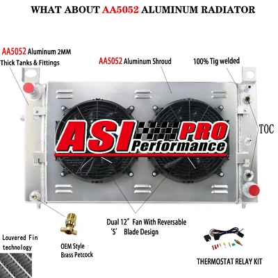 28" 3 Row Radiator&Shroud Fan For 99-13 Chevrolet Silverado 1500 2500 GMC Sierra — 第 1/4 张图片