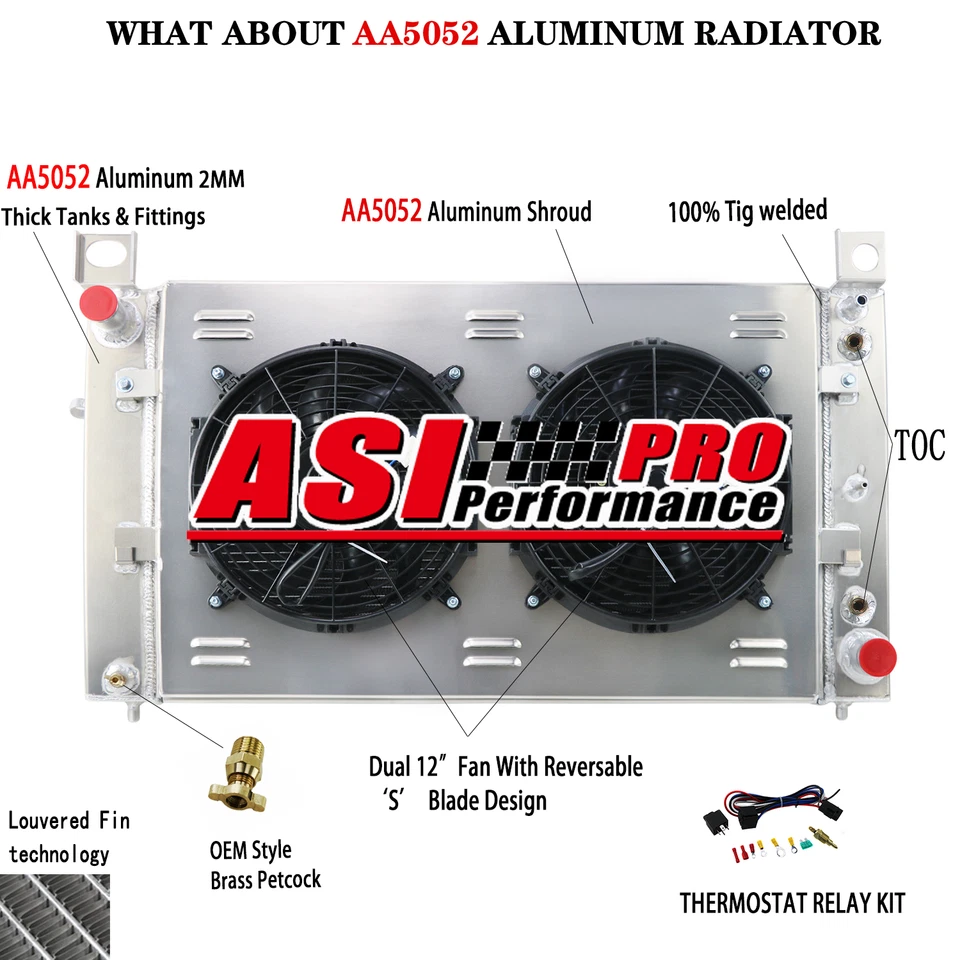 28" 3 Row Radiator&Shroud Fan For 99-13 Chevrolet Silverado 1500 2500 GMC Sierra — 第 1/4 张图片