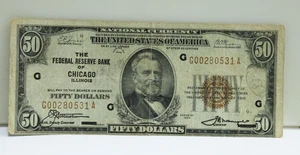 1929 US $50 National Currency Chicago G00280531A Fine - Picture 1 of 2