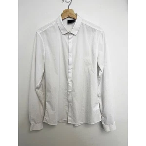 Asos Shirt Mens M Medium Long White Long Sleeve Solid Regular Fit Preppy - Picture 1 of 12