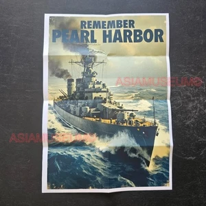 1943 WW2 USA JAPAN REMEMBER PEARL HARBOR PACIFIC WARSHIP PROPAGANDA POSTER M652 - Picture 1 of 9