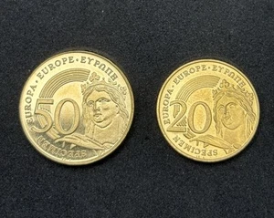 Pair Of Vatican Speciment Specimen Coins 50 And 20 Cents - Picture 1 of 4