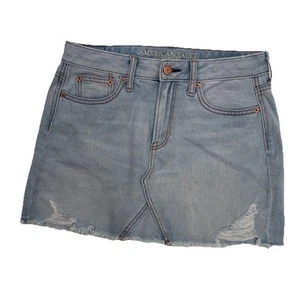 American Eagle Denim Minirock Größe 4 Damen helle Waschung roher Saum abgenutzt - Bild 1 von 5