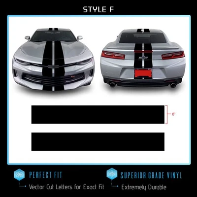 For 2010+ Camaro Full Body Racing Rally Stripes Graphic Decal Matte Black Vinyl - Image 1 of 3