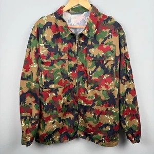 VTG Swiss Army Jacket Mens XL Combat Field Tactical Alpenflage Camo M83 - Picture 1 of 2