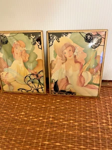 Vintage Morris & Bendien Lithograph convex glass reverse 1920's 4" X 5" - Picture 1 of 5