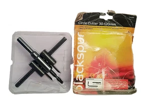 Blackspur CS150 Cortador Circular Ajustable 30-120mm Sierra de Agujero Broca Hágalo Usted Mismo Kit Juego - Imagen 1 de 5