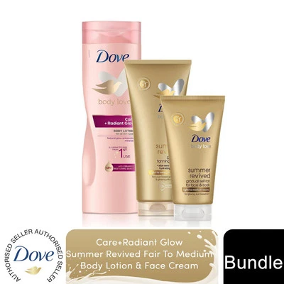 Dove Care+Radiant Glow, Summer Revived Fair To Medium Body Lotion & Face Cream
