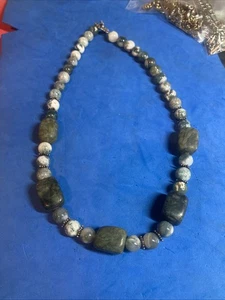 Chunky Beaded Natural Stone Necklace Jasper 16-18” B152 - Picture 1 of 5