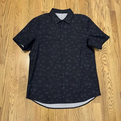 Lululemon Airing Easy Button Up Shirt Fits Men’s XL Black Pattern Stretch - Image 1 of 4