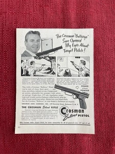 Vintage 1948 Print Ad Crosman Bullseye Pistol Advertisement - Picture 1 of 3