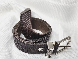 B BELT b.belt Sz 85-s Brown Leather  Textured Pattern Belt Germany  BB0628  - Picture 1 of 7