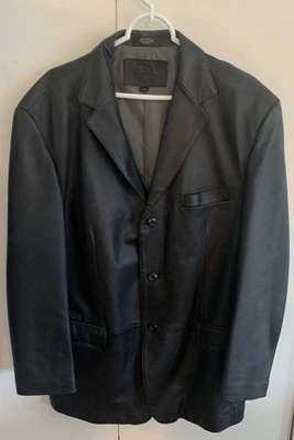 Stafford Leather Jacket Mens Large Black Coat Genuine 100% Leather Lined Pockets - Image 1 of 4
