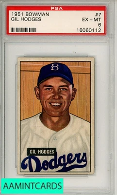 1951 BOWMAN GIL HODGES #7 PSA 6 EX-MT - Image 1 of 3