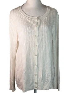 NUEVO SIN ETIQUETAS - Cárdigan Suéter Para Mujer Appleseed Talla Grande Blanco Mezcla Viscosa - Imagen 1 de 9