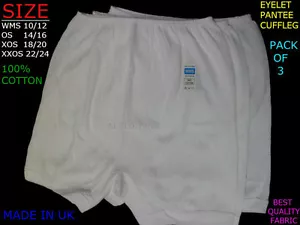 3, PAAR DAMEN Damen 100 % BAUMWOLLE ÖSENHOSE Damen NETZ Slip NEU - Bild 1 von 3
