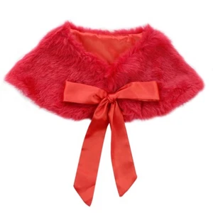 Girls Faux Fur Bolero Shrug Wrap Coat Shawl Princess Wedding Party Cape Jacket - Picture 1 of 19