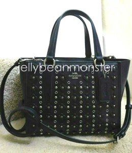 BOLSO BANDOLERA COACH 37703 MINI CROSBY REMACHES FLORALES CUERO Azul Marino Negro - Imagen 1 de 12