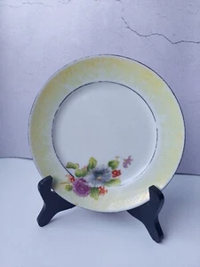 Vintage NORITAKE M China 7" Salad Plate With Yellow Rim & Flowers, Floral - Picture 1 of 11