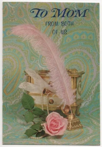 Caja de joyas de colección 1970 bolígrafo de pluma rosa tarjeta de saludo americano del Día de la Madre - Imagen 1 de 3