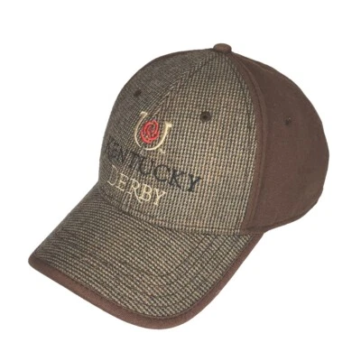 Kentucky Derby Gorra Bordada Beige Correa Sombrero El Juego Marrón Foto 1 de 4