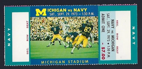 1973 NCAA NAVY MIDSHIPMEN @ MICHIGAN WOLVERINES FULL UNUSED FOOTBALL TICKET Cover