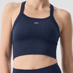 Alo Yoga Seamless Ribbed Favorite Bra Tank Navy M - Bild 1 von 12